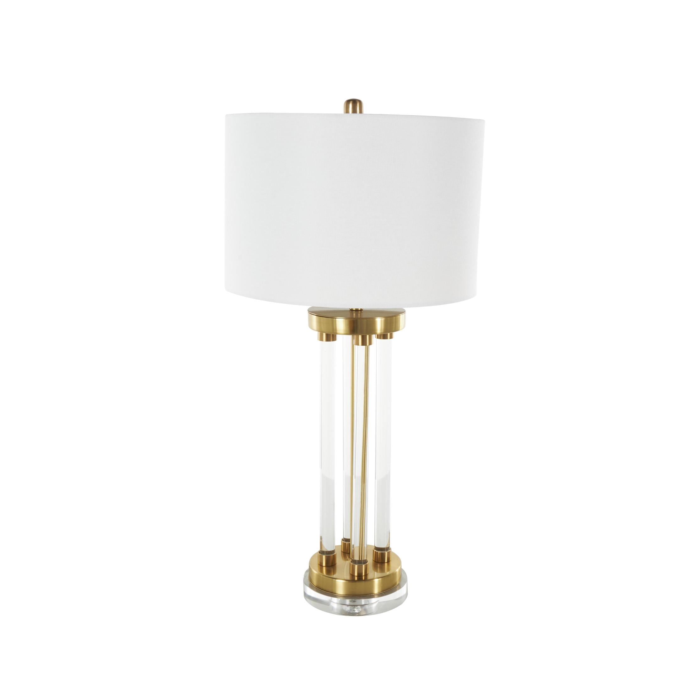 DecMode 31" Rods Clear Table Lamp with White Linen Shade