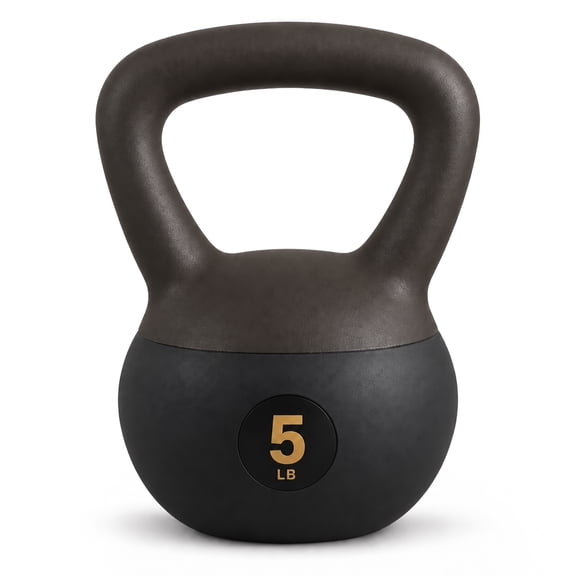 Fitvids Soft Kettlebell with Ergonomic Grip, Iron & Sand Filled Hand Weights, 5 LB, Black