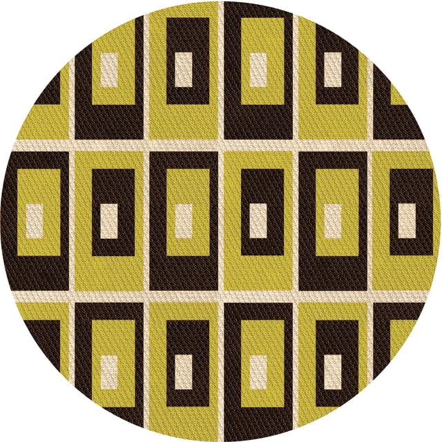 Ahgly Company Tapis de Zone Rond d'Intérieur Lavable à la Machine, Style Transitionnel, Brun Doré Jaune, 5 Pieds Rond