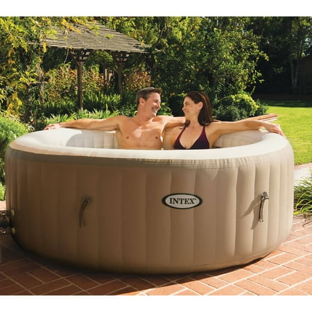 Intex 120 Bubble Jets 4-Person Round Portable Inflatable Hot Tub (Best Inflatable Hot Tub Spa)