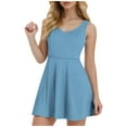 thumbnail image 1 of XDZJLR Womens Dresses Solid Color Beach Vacation Sports With Pocket Built In Shorts Tennis Skirt, 1 of 7