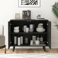 thumbnail image 4 of Accent Cabinet with Carving Lines, Modern Buffet Sideboard with Adjustable Shelves, Decorative Storage Cabinets for Bedroom Living Room Kitchen Office Entryway and Hallway, Black, 4 of 10