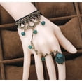 thumbnail image 3 of Pulsera con dijes de joyería ajustable para mujer, pulsera con forma de rama de rosa verde Noble, pulseras de encaje negro de Metal y cristal con anillo, 3 of 5