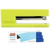 JAM Paper Office & Desk Sets, 1 Stapler 1 Pack of Staples, Lime Green and Blue, 2/Pack