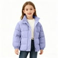 thumbnail image 2 of AINIYS Kids' Corduroy Puffer Jacket with Stand Collar Button Closure Warm Padded Coat for Winter Outdoor Daily Wear Purple 2-3 Years, 2 of 9