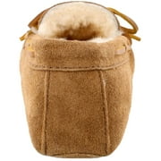 Minnetonka Mens Sheepskin Soft Leather Sole Moccasin Slipper, Tan, 9 M US