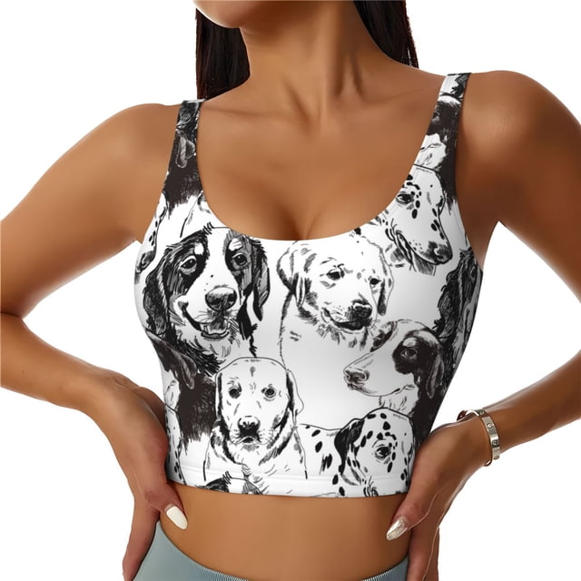 Fotbe Labrador Retriever Dog Sujetador Deportivo Largo sin Aros para Mujer con Almohadillas y Soporte Medio, Transpirable y Absorbente, Camiseta Tipo Chaleco o Tank Top-Large