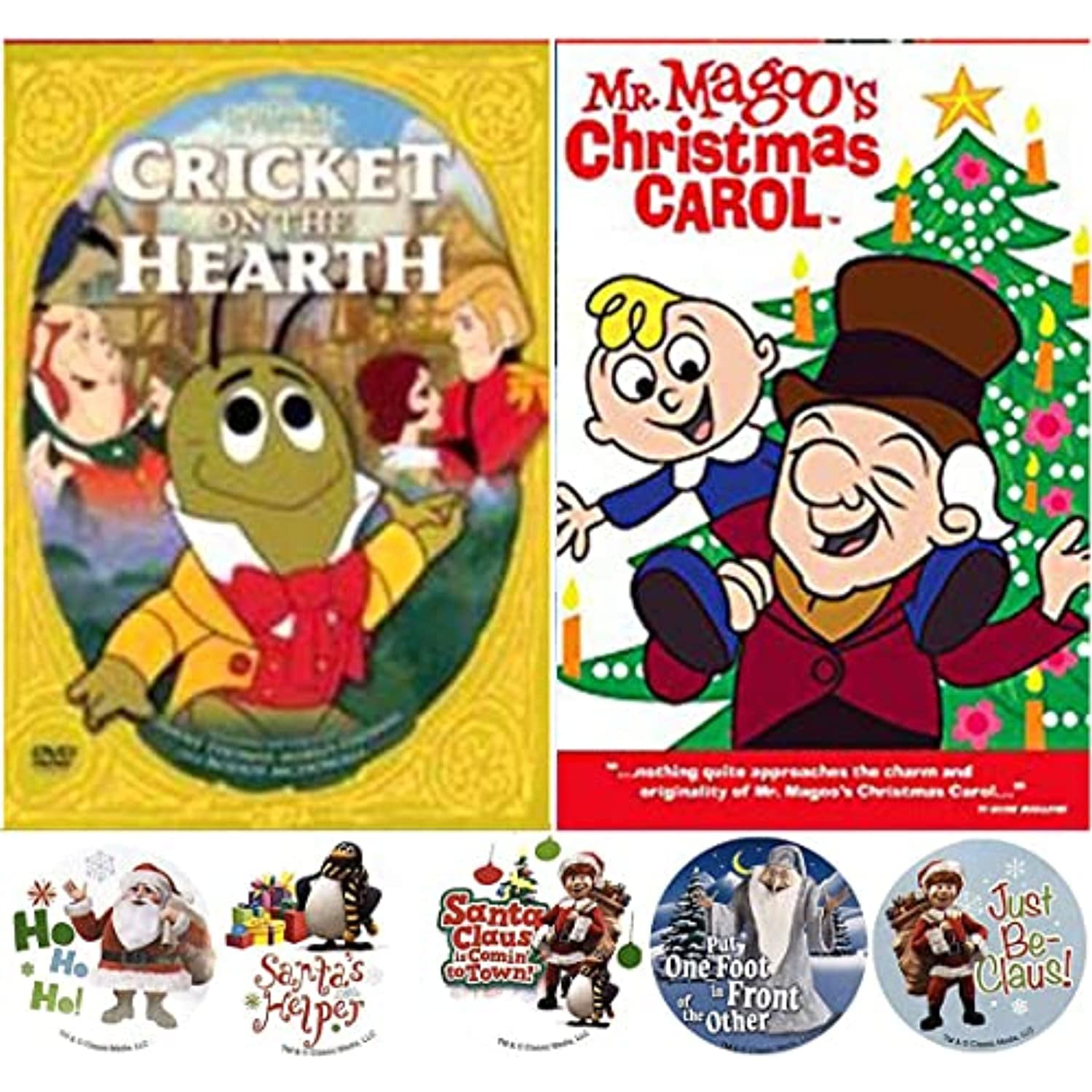 Tale Of Classic Christmas Animated Holiday Movie Set Dickens Cricket On The Hearth + Carol & Charming Retro Stickers Tale Of Classic Christmas Animated Holiday Movie Set Dickens Cricket On The Hearth + Carol & Charming Retro Stickers