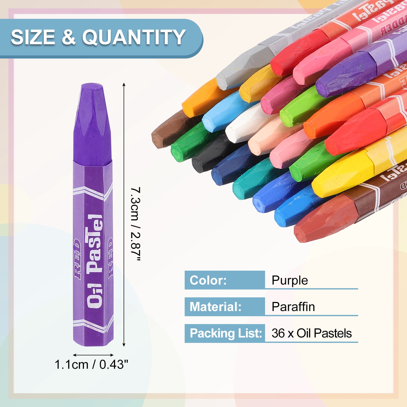 Uxcell Purple Oil Pastels, 36Pcs Soft Oil Crayons Vibrant and Creamy Pastels Stick Art Supplies for Art Painting Drawing Blending Graffiti for Artists Beginners