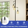 thumbnail image 3 of ModFusion Elegant 3-Head Floor Lamp with Glass Lampshades & Adjustable Standing Lamp with Foot Switch, E26 Bulbs Compatible, Black, 3 of 8