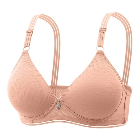 Blphud Bra Plus Size Lingerie for Women Sports Bras for Women Underwire Padded Bras for Women Women Sexy Lace Back Button Shaping Cup Adjustable Strap Large Size Underwire Bra Pink 34
