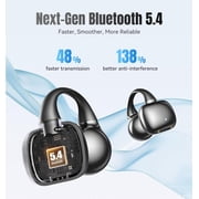 Clip on Earbuds Open Ear Wireless Bluetooth 5.4 Headphones with Mic,50H Play,Noise Cancelling,Waterproof,Sports Ear Buds,Lightweight Open Ear Headphones with C-Shaped Bridge,Workouts (Black)