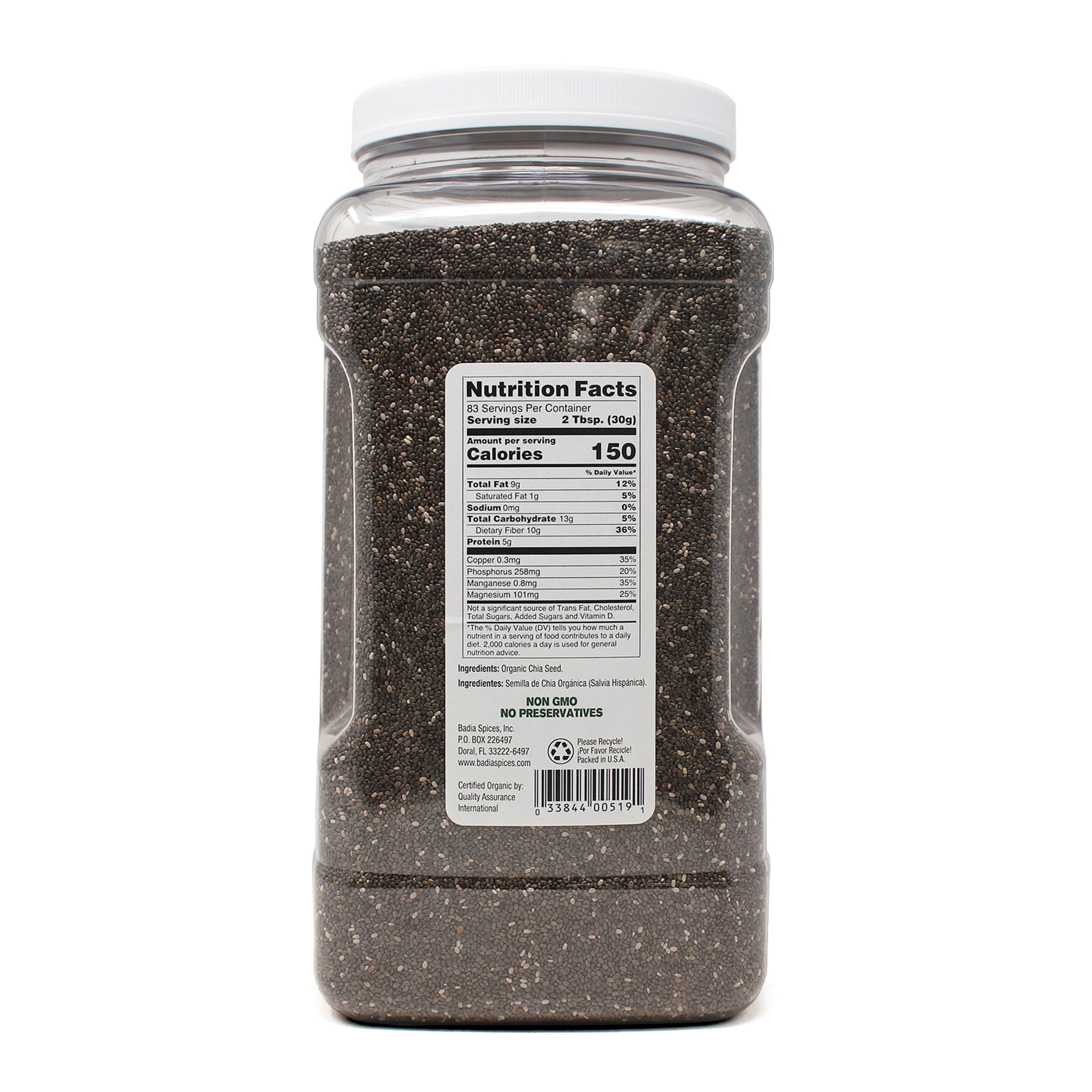 Badia Organic Chia Seeds, 5.5lbs