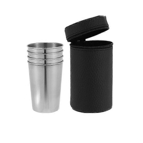 Vasos Snap - Vasos Snapps - Paquete de 4, acero inoxidable plateado