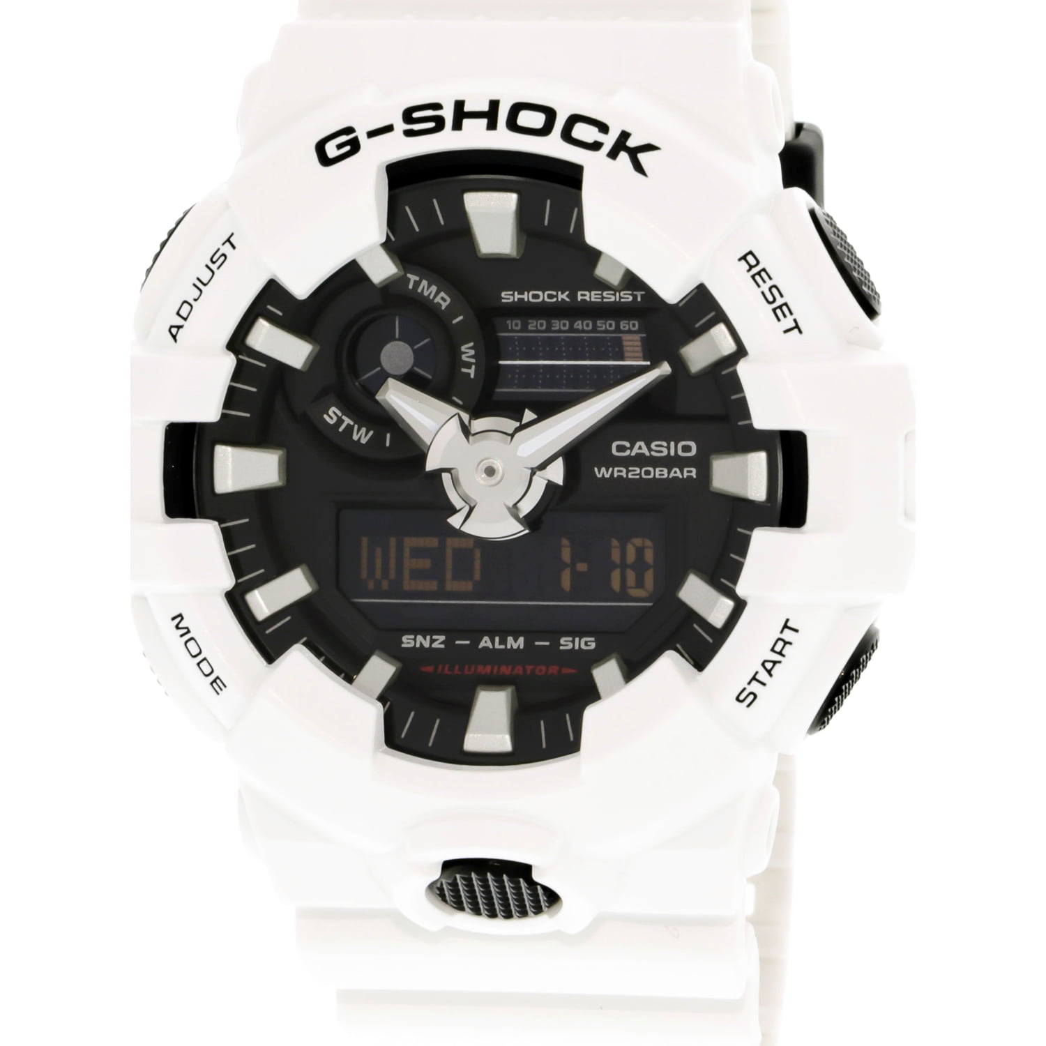 Casio Men s G Shock GA700 7A White Resin Japanese Quartz Diving Watch Walmart