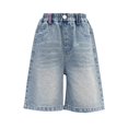 thumbnail image 5 of EnJoCho Girls' Denim Shorts Elastic Waist Loose Wide Leg Jeans Shorts Kids Casual Knee Length Shorts School Uniform Jorts for Teen 4-16 Years, 5 of 7