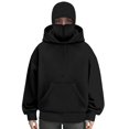 thumbnail image 2 of Aoiroe Men's Balaclava Hoodie Half Zipper Jacket Double Hooded Sweatshirt Wind Resistant Athletic Coat Black L, 2 of 4