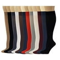 thumbnail image 1 of Ladies 12 Pairs Multi Color Pack Opaque Trouser Knee High Socks 9-11, 1 of 3