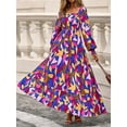 thumbnail image 3 of RETTYGARDEN Women Floral Maxi Dresses Fall Long Sleeve Square Neck Boho A Line Wedding Guest Casual Flowy Long Dress, 3 of 8