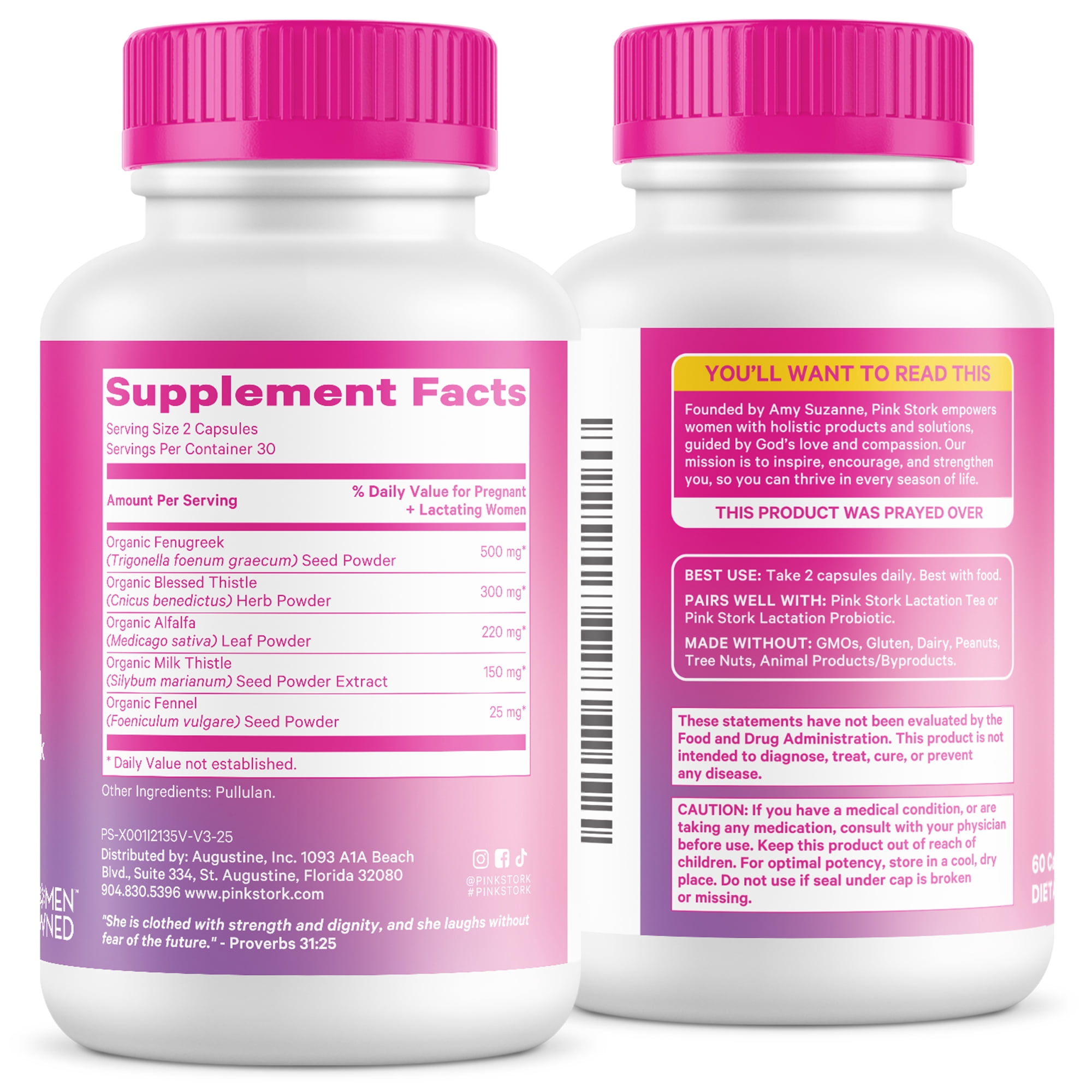 Pink Stork Lactation Supplement with Fenugreek, Supports Breastfeeding and Postpartum, 60 Capsules