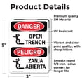 thumbnail image 2 of (2 Pack) Open Trench OSHA Danger Sign 5 Inch X 3.5 Inch Vinyl Label Decal Sticker Weather Resistant, UV Protected for Workplace, Business, and Construction Site, Made in the USA, 2 of 7