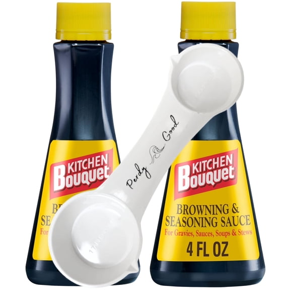 Kitchen Bouquet Browning and Seasoning Sauce, 4 fl oz Bottle (2 Pack) with Perdy Good Spoon