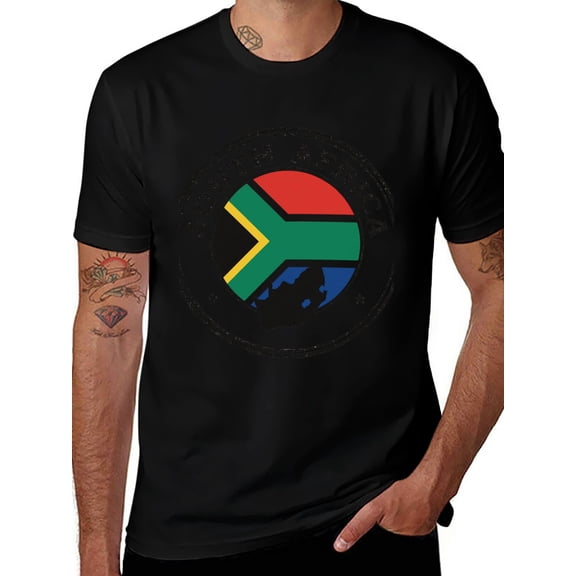 T-shirt South Africa Flag Soft Cotton Adult Heat-Transfer Graphic T-Shirt - 180g Breathable Fabric, Unisex Summer Casual Wear with Durable Heat-Printed Design