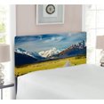 thumbnail image 2 of Mountain Headboard, Landscape with Road and Snow Capped Mountains Southern Alps New Zealand, Upholstered Decorative Metal Bed Headboard with Memory Foam, Twin Size, Navy Blue White Olive, by Ambesonne, 2 of 4