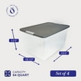 thumbnail image 4 of Homz 64 Qt Secure Latching Large Plastic Storage Bin w/ Gray Lid (4 Pack), 4 of 9