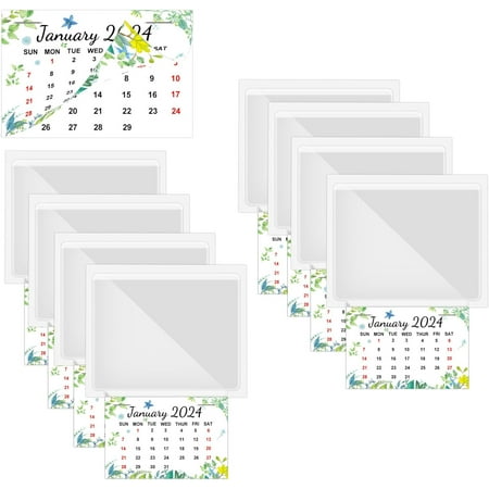 2024 Peel and Stick Calendar Stickers Hanging Mini Calendar Cards Pocket Holders 2-in-1 Calendar Wall Calendar with Blank Clear Pocket 2Pack