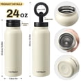 thumbnail image 6 of Hatisan 24 oz Insulated Water Bottle, Magnetic Stainless Steel Water Bottle, with Mobile Phone Holder Tripod, Hot for 12H, Cold for 24H(Beige), 6 of 8