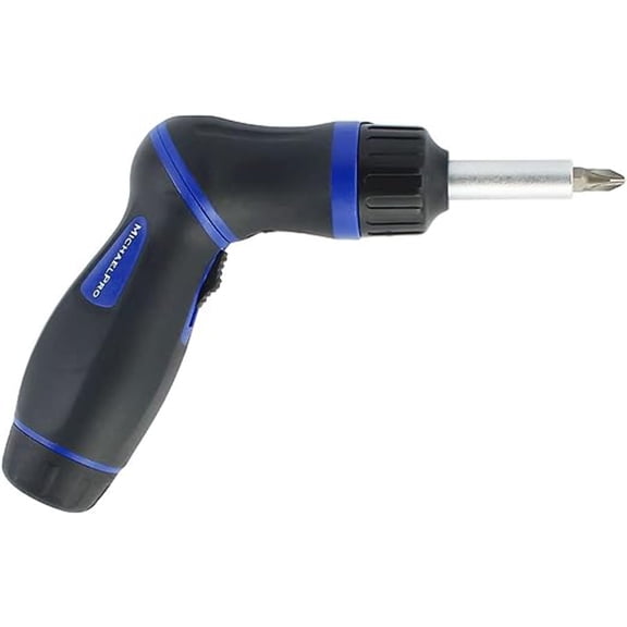 MichaelPro Two-Position Ratcheting Screwdriver, 9-in-1 Adjustable Angle
