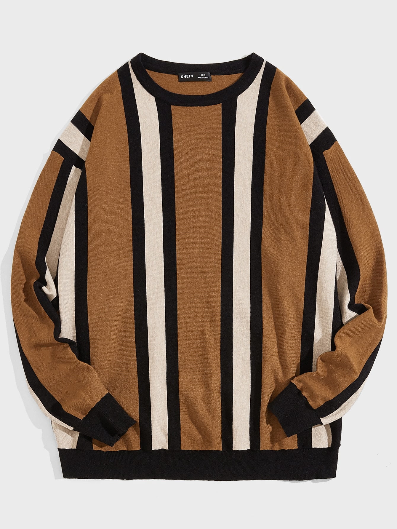 Men Striped Drop Shoulder Sweater 