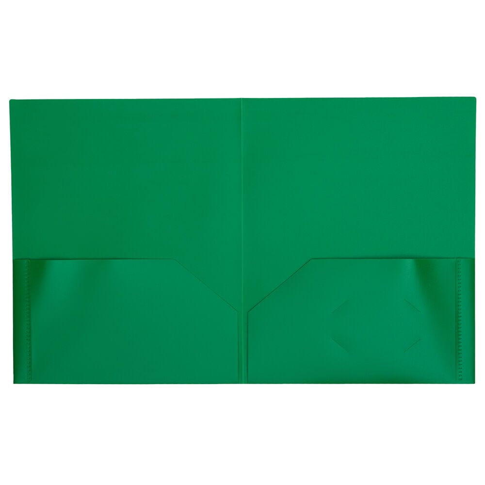 JAM Paper Plastic 2 Pocket School POP Folders, Green, 3/Pack