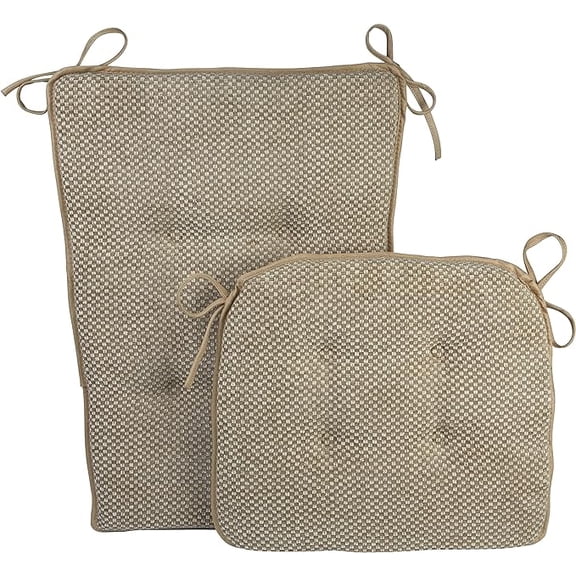 Klear Vu Embrace Rocking Chair Cushions for Living Room, Nursery, or Home Office, Tufted and Non-Slip Pads, 2 Piece Set, Seat 16"x15" and SeatBack 24"x17", Tan 2 Count