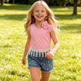 thumbnail image 5 of Zpanxa Girl Outfits Sets Girls Big Bow Sleeveless Crop Top and Floral Denim Shorts Set 2 Piece Outfit, 5 of 9