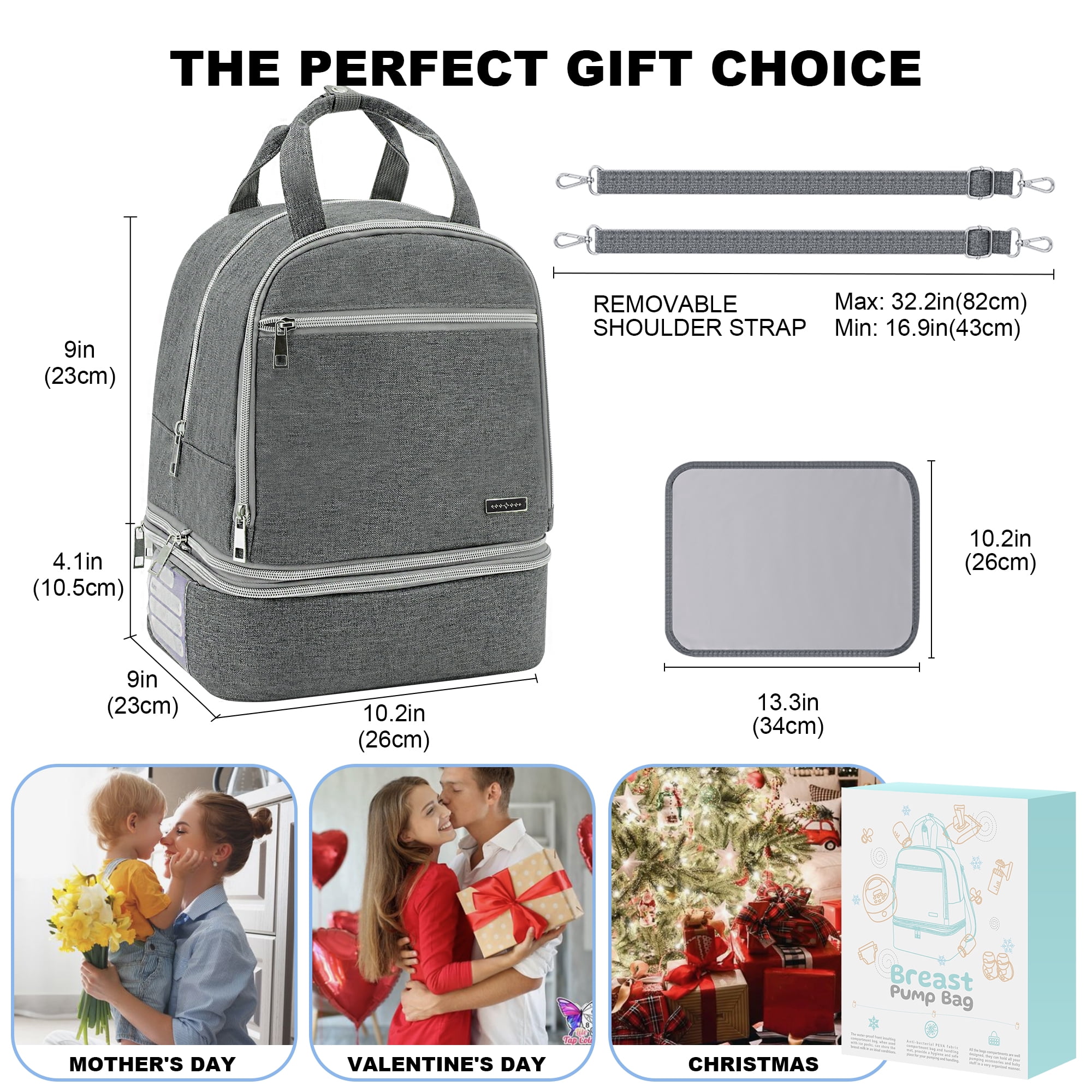 Breast Pump Bag, Spectra Pump Backpack, Pumping Bag for Working Mom, Compatible with Spectra S1, S2, Grey