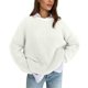 thumbnail image 1 of Gibobby Suéter para mujer, Suéteres de gran tamaño con cuello redondo para mujer, de punto grueso, cálido, suéter(Blanco,M), 1 of 5