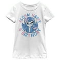 thumbnail image 4 of Disney Lilo & Stitch Stitch 4th Birthday Girl's Solid Crew Tee, White, Large, 4 of 4