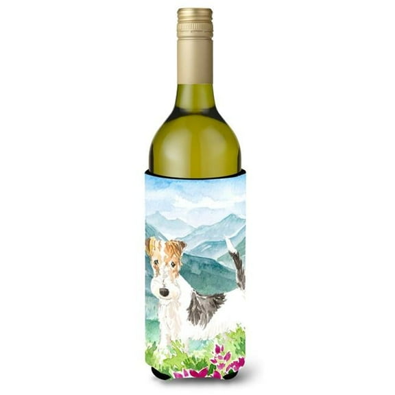 Mountian Flowers Fox Terrier Wine Bottle Beverage Insulator Hugger