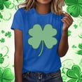 thumbnail image 5 of Felirenzacia Women's St. Patrick's Day Heart Shamrock Graphic T-Shirt Casual Crew Neck Short Sleeve Tee Blue,2XL, 5 of 5