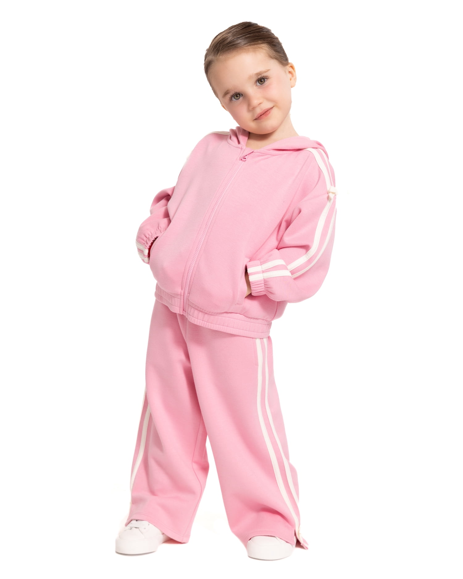 Wonder Nation Toddler Girls Wide Leg Athletic Pants with Side Stripe and Bow, Sizes 12M-5T
