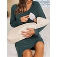 thumbnail image 4 of Weardear 3 in 1 Maternity Nursing Dresses Snap Down Back Labor and Delivery Gown Long Sleeve Breastfeeding Dress with Button, 4 of 6