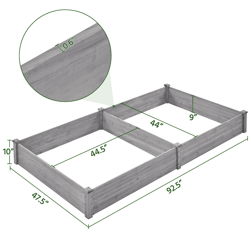 Yaheetech Wooden Raised Garden Bed Planter,Gray