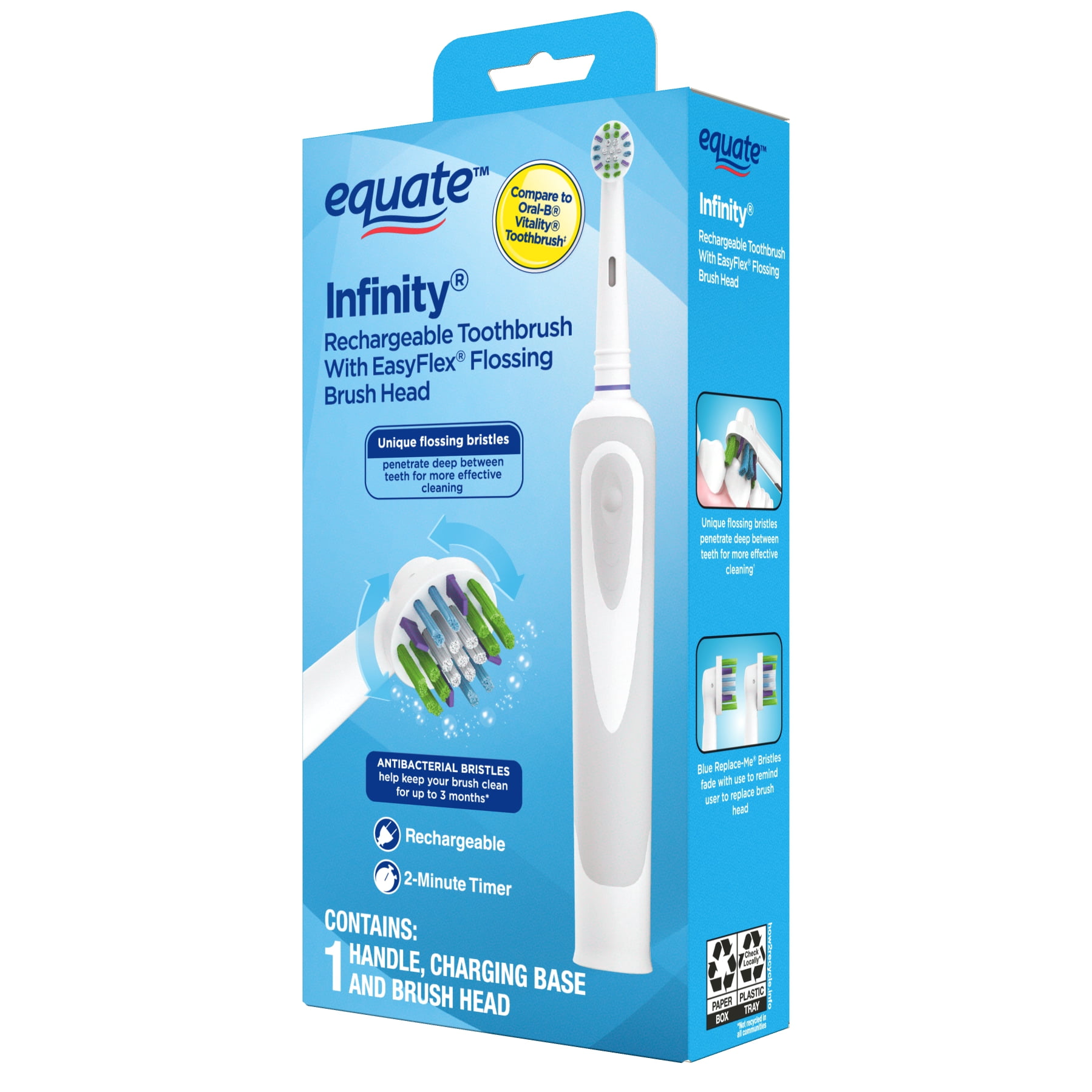 Equate Infinity Rechargeable Electric Toothbrush with Replacement Toothbrush Head