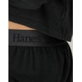 thumbnail image 4 of Hanes Women's Rib Crop Long Sleeve & Sleep Short Set Black/Black M, 4 of 5