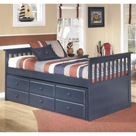 Ashley Leo Wood Twin Captain's Bed in Blue - Walmart.com