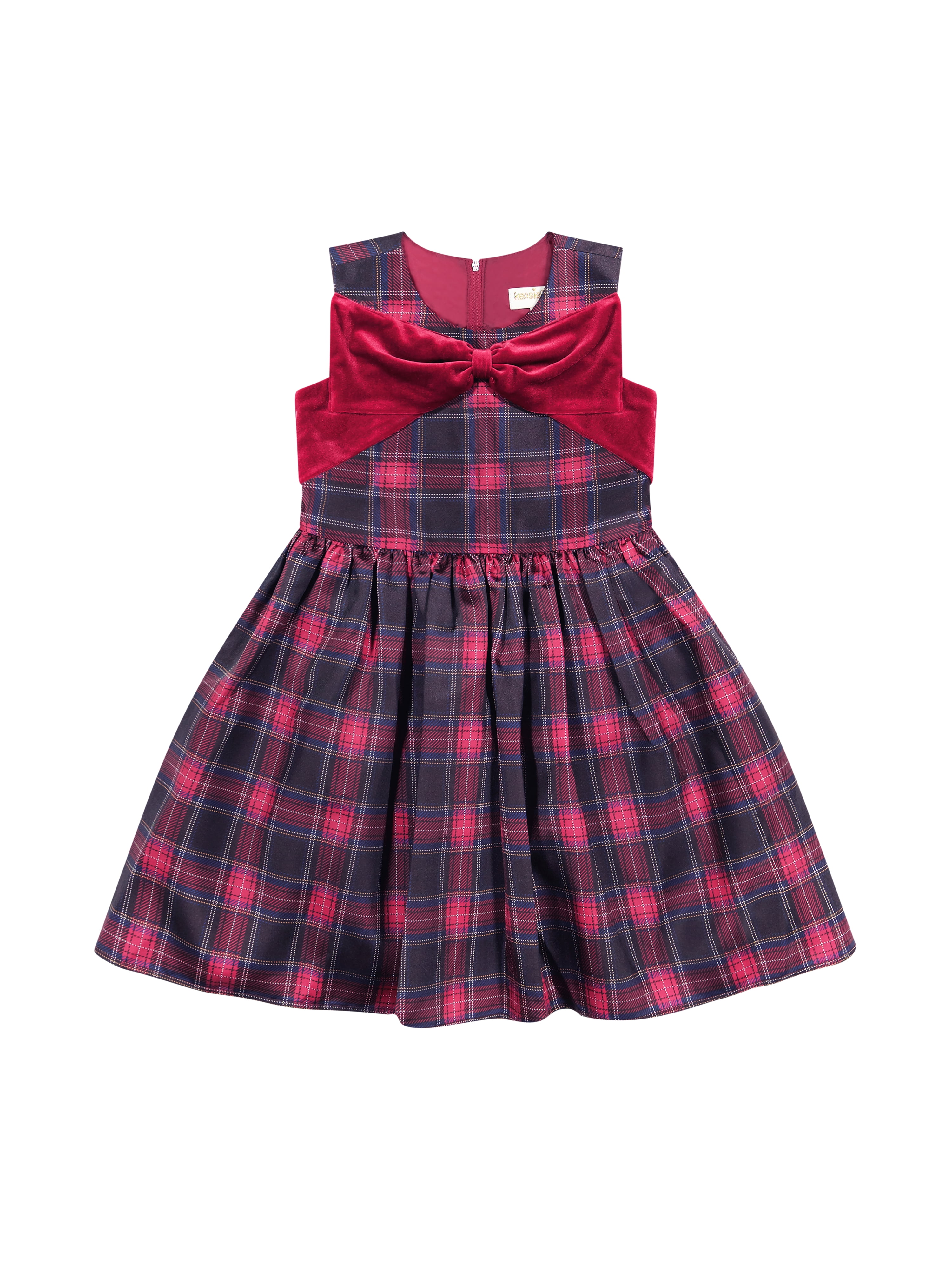 Kensie Girl Sleeveless Plaid Dress and Velvet Coat Set, Sizes 4-12