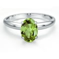 thumbnail image 3 of Gem Stone King PLAT-900 Platinum Green Peridot Engagement Ring for Women | 1.42 Cttw | Oval 8X6MM | Gemstone August Birthstone | Size 9, 3 of 6