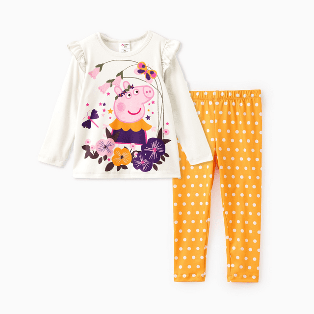 Peppa Pig Ensemble pour Tout-Petites Filles T-Shirt Graphique à Col Rond Chandail et Leggings Tenue d'Halloween Ensemble 2 Pcs 3T